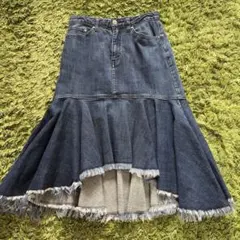 CECIL McBEE デニムマーメイドスカート フリンジ裾のサムネイル