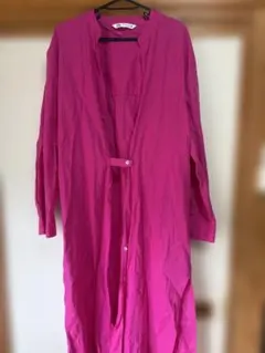 ZARA ピンク 長袖シャツワンピース M