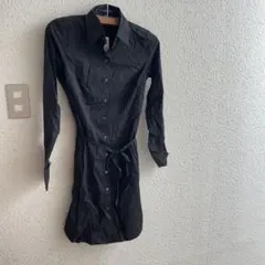 GAP ブラック 長袖シャツワンピース S 綿と絹