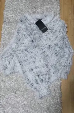 ファー素材 カジュアル長袖トップス グレー