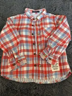 Moujonjon チェック柄長袖シャツ 100