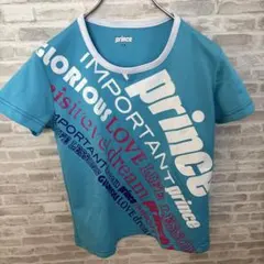 prince 水色 文字プリント Tシャツ
