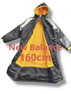 New Balance ロングダウンコート 黒/黄色 サイズ160 ベンチコート