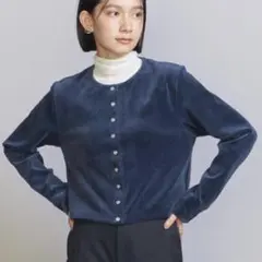 beauty&youth ベロアコンパクトカーディガン