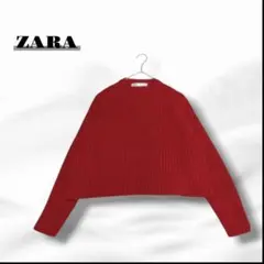 ザラ 長袖ニット セーター クロップド丈 ドロップショルダー 5948