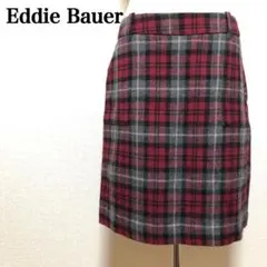 Eddie Bauer ウール チェック ミニスカート P6 レッド 裏地 古着のサムネイル