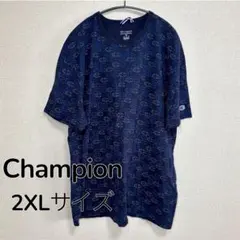 Champion チャンピオン Cロゴ 総柄 半袖Tシャツ 2XL ネイビー