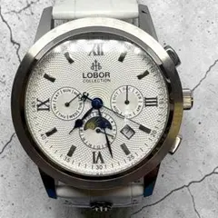 LOBOR 自動巻き 腕時計 サン＆ムーン 本革 ローズゴールド ユニ