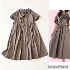 ▼美品✨ Rose tiara ローズティアラ ギャザーリボンワンピース 42のサムネイル