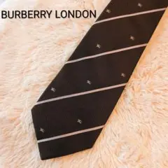BURBERRY LONDON ブラウン ストライプ ネクタイ ホースロゴ