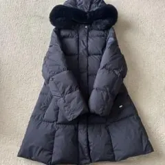 メゾピアノジュニア　フード付き黒ロングダウンコート　M