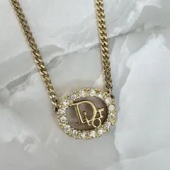 【極美品】ディオール✨CDロゴ ネックレス ラインストーン ゴールドmm260