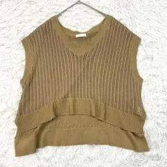 アースミュージックアンドエコロジー ニットベスト F ベージュ 春夏のサムネイル
