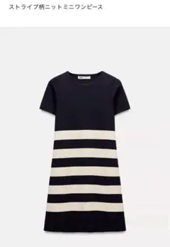 ZARA ほぼ未使用 ストライプ柄 ニットミニワンピース@本日までセール
