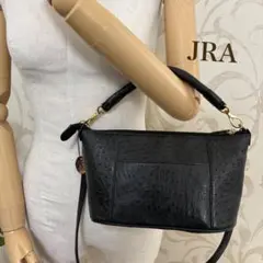 【美品】JRA認定　オーストリッチ　本革　ショルダーバッグ　2way 黒