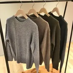 無印　ニット　紳士　モカ　ブラウン　茶　ヤク　ウール畦編みクルーネックセーター