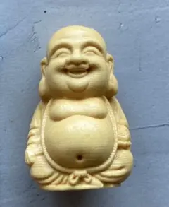 【ミニ 仏像 置物 木彫り腹弥勒如来仏像】布袋様 大仏様 お守り 金運アップのサムネイル
