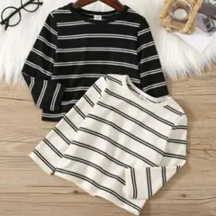【2点セット】ボーダー柄 長袖Tシャツ