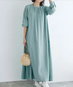 未使用✨ピエロ バンドカラー 長袖 フレアロングワンピース ミントグリーン Mのサムネイル