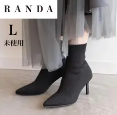RANDA ブラック ポインテッドトゥヒールブーツ L
