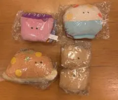 【新品未使用】つぶらな瞳の給食 ぬいぐるみ キーホルダー 4点セット