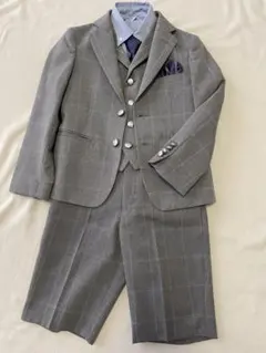 グレー チェック柄 フォーマルスーツ　120サイズ　5点セット　入学式　七五三