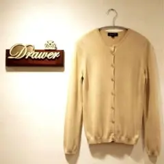 Drawerドゥロワーカシミヤ100% Vネックカーディガン キャメル サイズ1