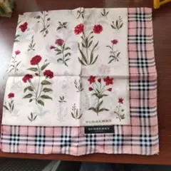 BURBERRY 花柄 チェック ハンカチ