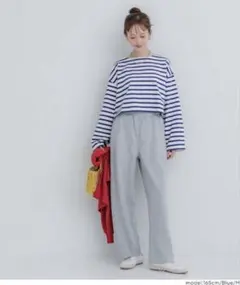 【美品】coca ボーダークロップドTシャツ ブルー　サイズＭ