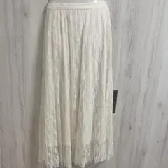 GU アイボリー レース ロングスカート