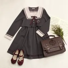 Amavel　セーラーボレロ&スカート風ワンピース　モカブラウン