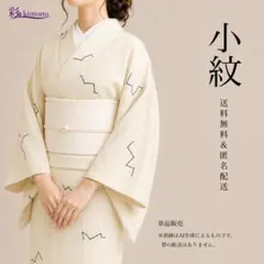 《7K61》小紋 着物単品 生成 黒 袷 正絹 対象身長～155cm 普段着にのサムネイル