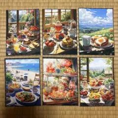010 風景とランチ　ケーキ　果物　デザートパネル生地 6枚セット