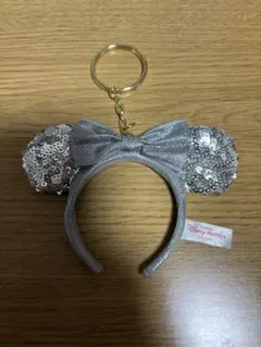 ミッキー耳デザイン キーホルダー シルバー