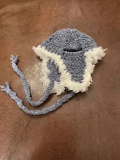 ペット用秋冬帽子　ベロア風　ハンドメイド