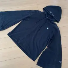 Champion フード付きベルスリーブパーカー黒フリーサイズ