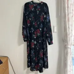 JEANASIS ジーナシス 長袖 シャツ 花柄 ワンピース ブラック