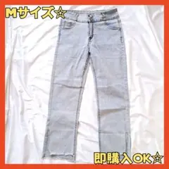 デニムパンツ デニム ジーンズ レディース Mサイズ ライトブルー スリット