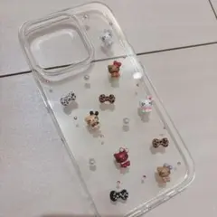 キティちゃんデコレーションiPhoneケース ラバーiPhone16プロ