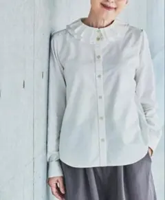 サニークラウズ　mini フリル襟 ホワイトシャツ M