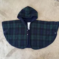 ラルフローレン　80cm フード付きチェック　ポンチョ　ケープ