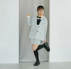 レイヤード風ショートパンツスーツ ELLE EN NOIR/エルアンノワール
