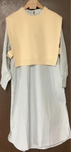 grove ショートニットベスト×シャツワンピースセット　Mサイズ
