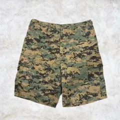 ミリタリー カーゴパンツ ショート丈 デジタル迷彩 ウエスト調整可 S相当