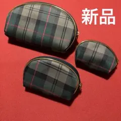 レディース　ポーチ　大中小　3点セット　チェック　かわいい　化粧ポーチ　コスメのサムネイル