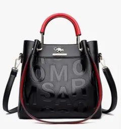 2way ショルダーバッグ ハンドバッグ ブラック レッドのサムネイル