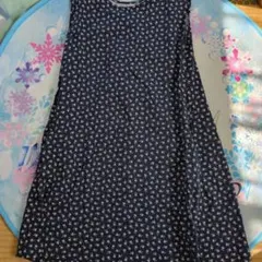 UNIQLO　ネイビー 花柄 ノースリーブ ワンピース 150cm