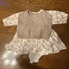 プティマイン　花柄ワンピース風ロンパース