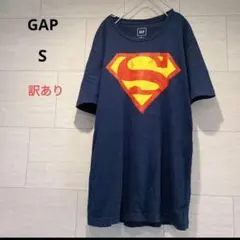 GAP Tシャツ S スーパーマンロゴ ネイビー 半袖 プリント 訳あり 古着
