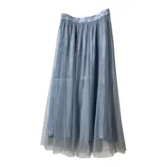 a.v.v アーヴェヴェ　ロングスカート　チュールスカート　ブルー　Sサイズ